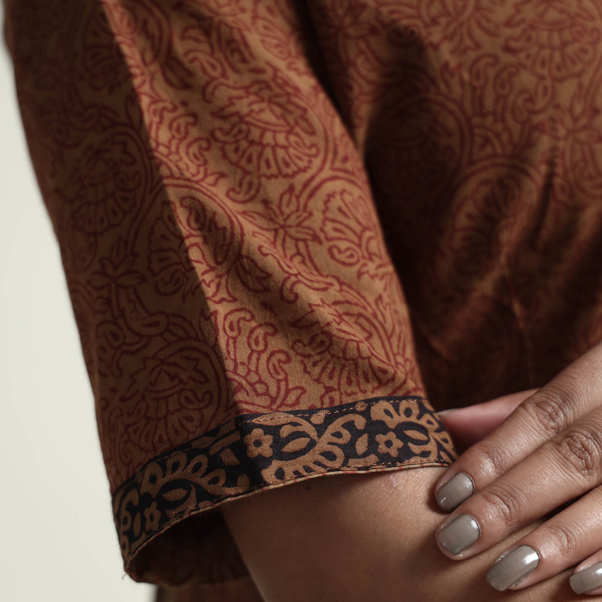 Brown - Bagh Block Printed Cotton Dress