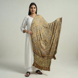 Brown - Kutch Bandhani Tie-Dye Modal Silk Zari Border Dupatta 67