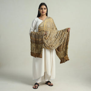 Brown - Kutch Bandhani Tie-Dye Modal Silk Zari Border Dupatta 67