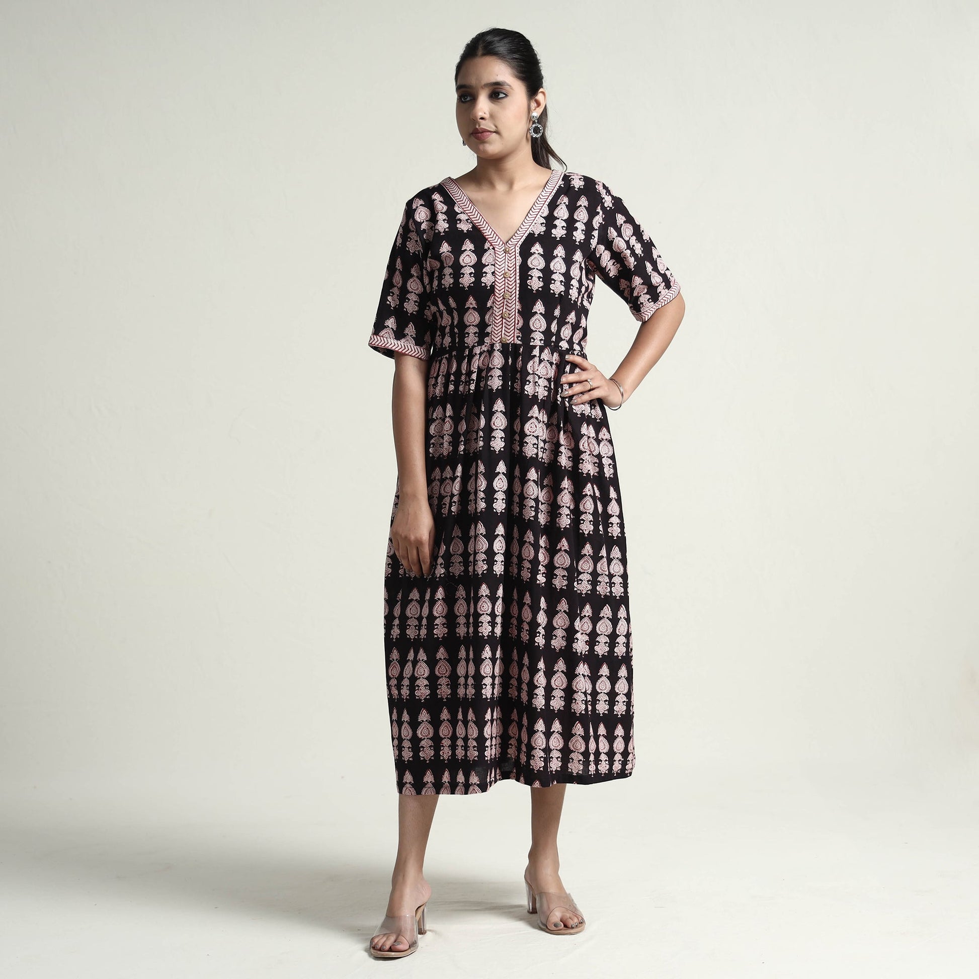 Black - Bagh Block Printed Cotton Dress