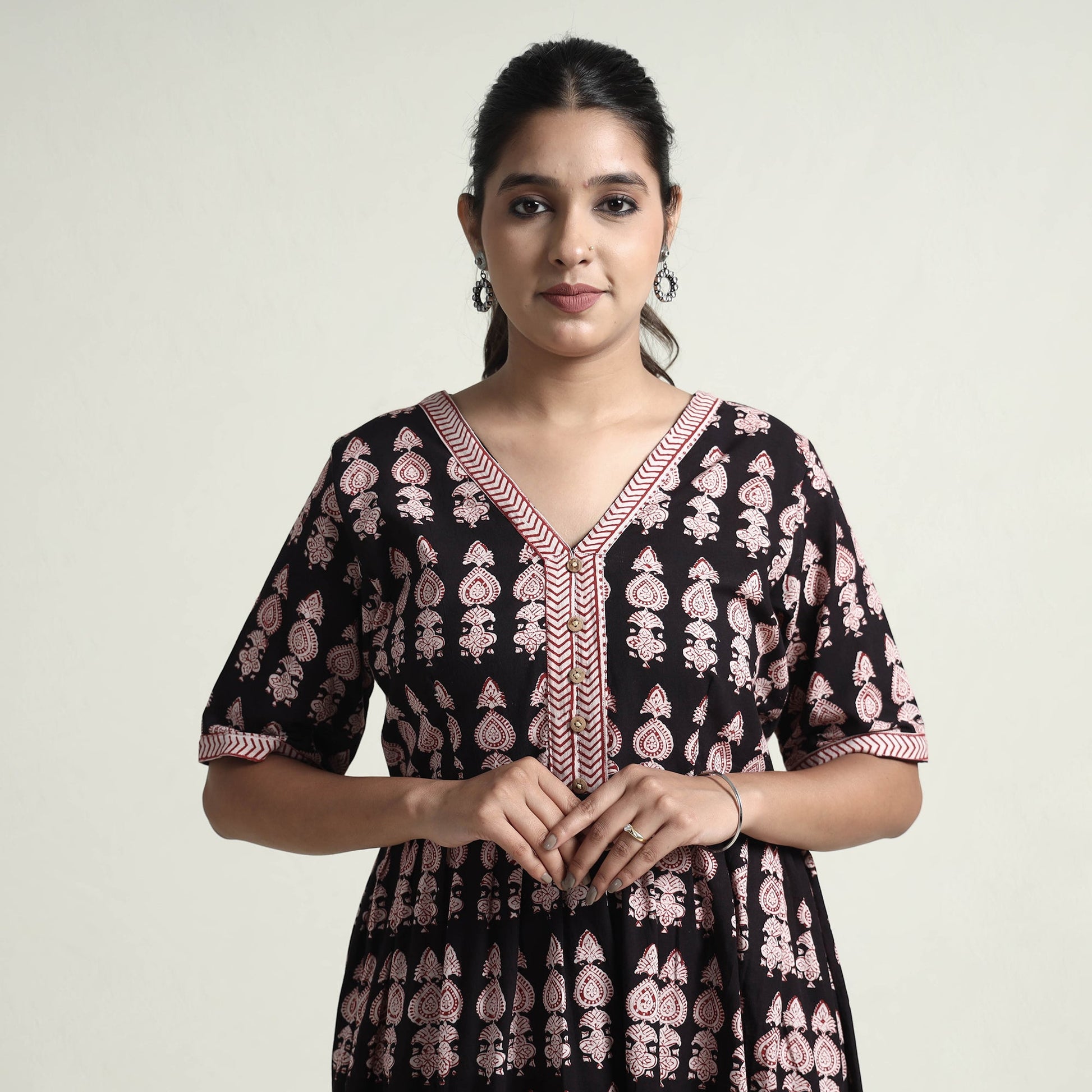 Black - Bagh Block Printed Cotton Dress