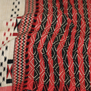 Beige - Assamese Gero Design Mising Eri Silk Handloom Shawl cum Stole