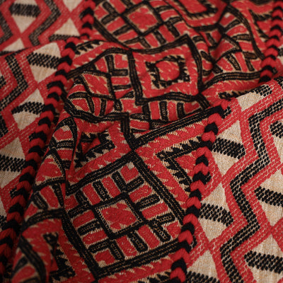 Beige - Assamese Gero Design Mising Eri Silk Handloom Shawl cum Stole