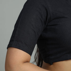Black - Plain Cotton Stitched Blouse 34
