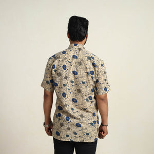 Beige - Cotton Men Kalamkari Print Shirt 08