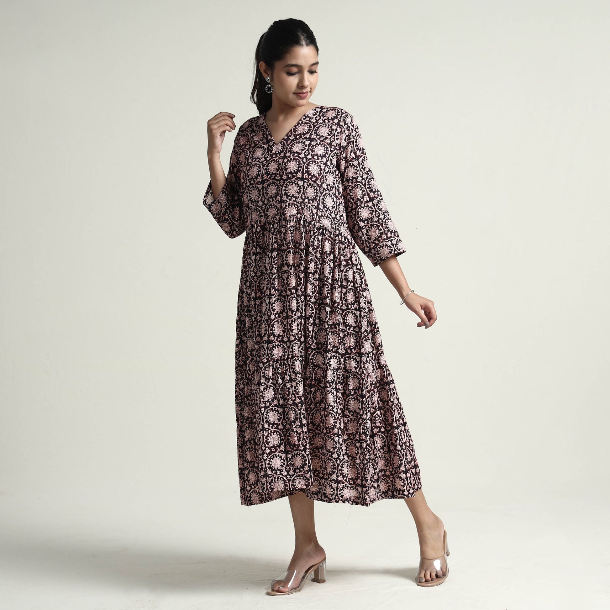 Black - Bagh Block Printed Cotton Dress