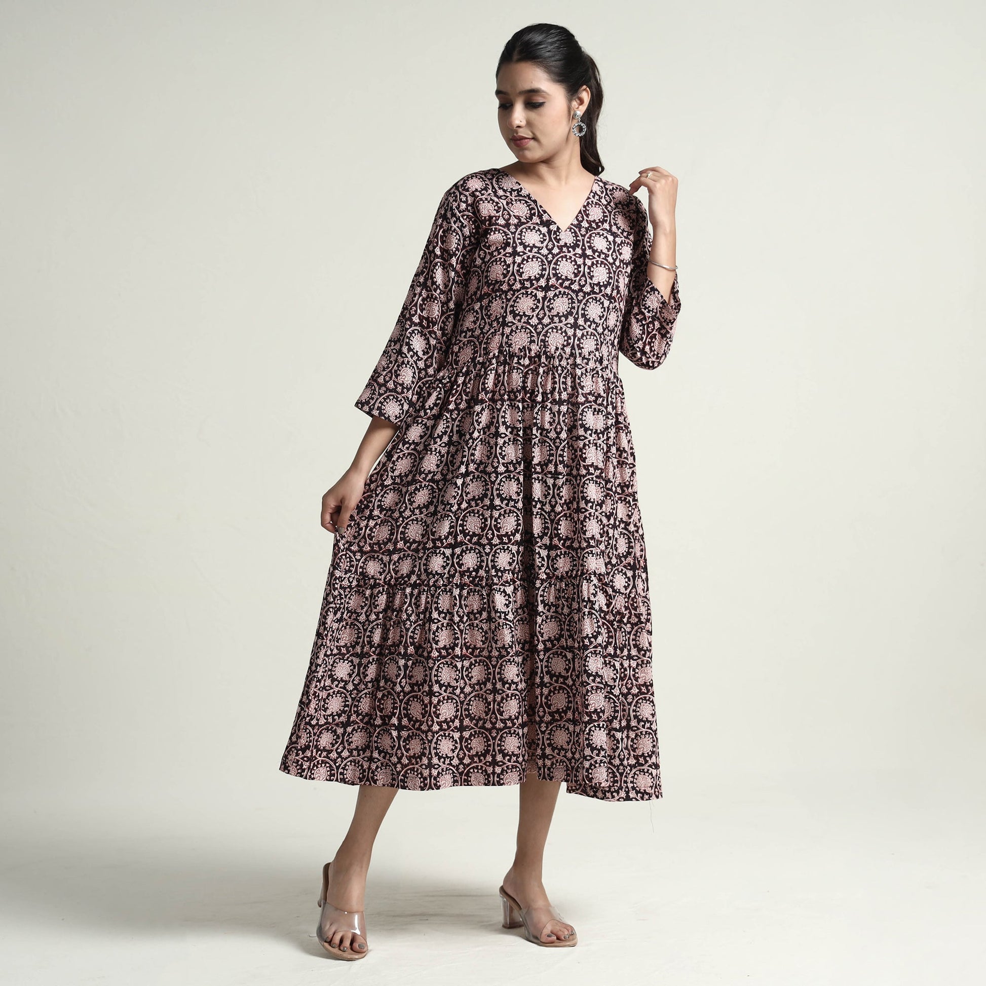 Black - Bagh Block Printed Cotton Dress