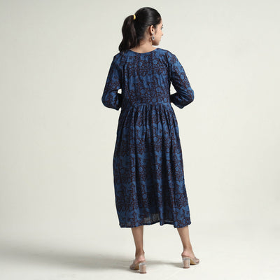 Blue - Bagh Block Printed Cotton Dress