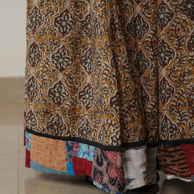 Brown - Bagru Block Printed 24 Kali Patchwork Cotton Long Skirt 25