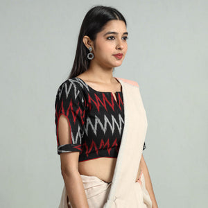 Black - Pochampally Ikat Cotton Stitched Blouse 28