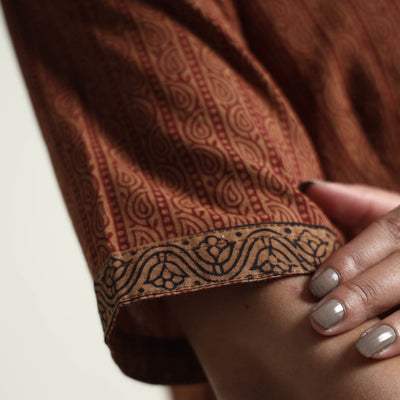 Brown - Bagh Block Printed Cotton Dress