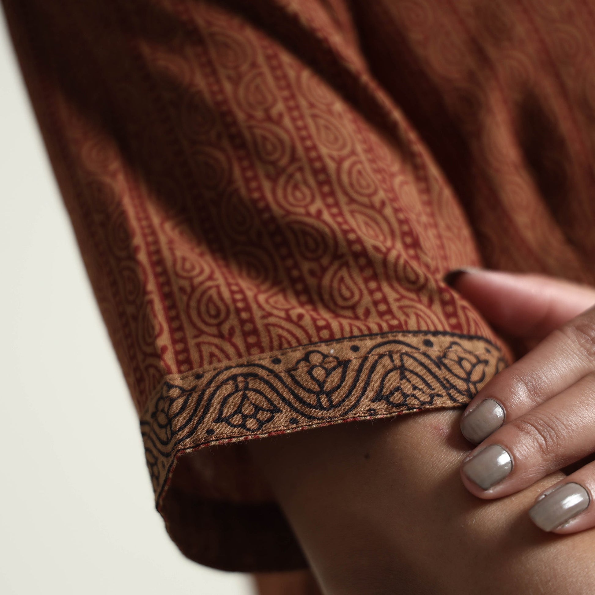 Brown - Bagh Block Printed Cotton Dress