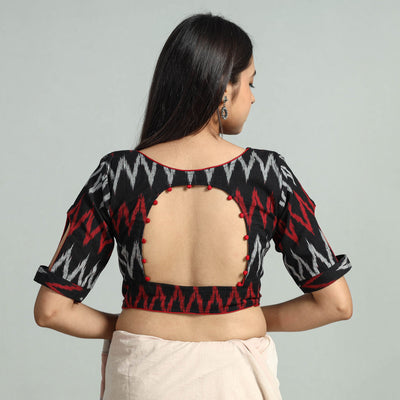 Black - Pochampally Ikat Cotton Stitched Blouse 28