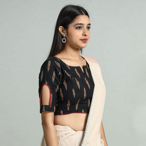 Black - Pochampally Ikat Cotton Stitched Blouse 27