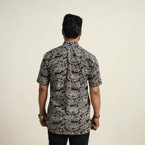 Black - Cotton Men Kalamkari Print Shirt 03