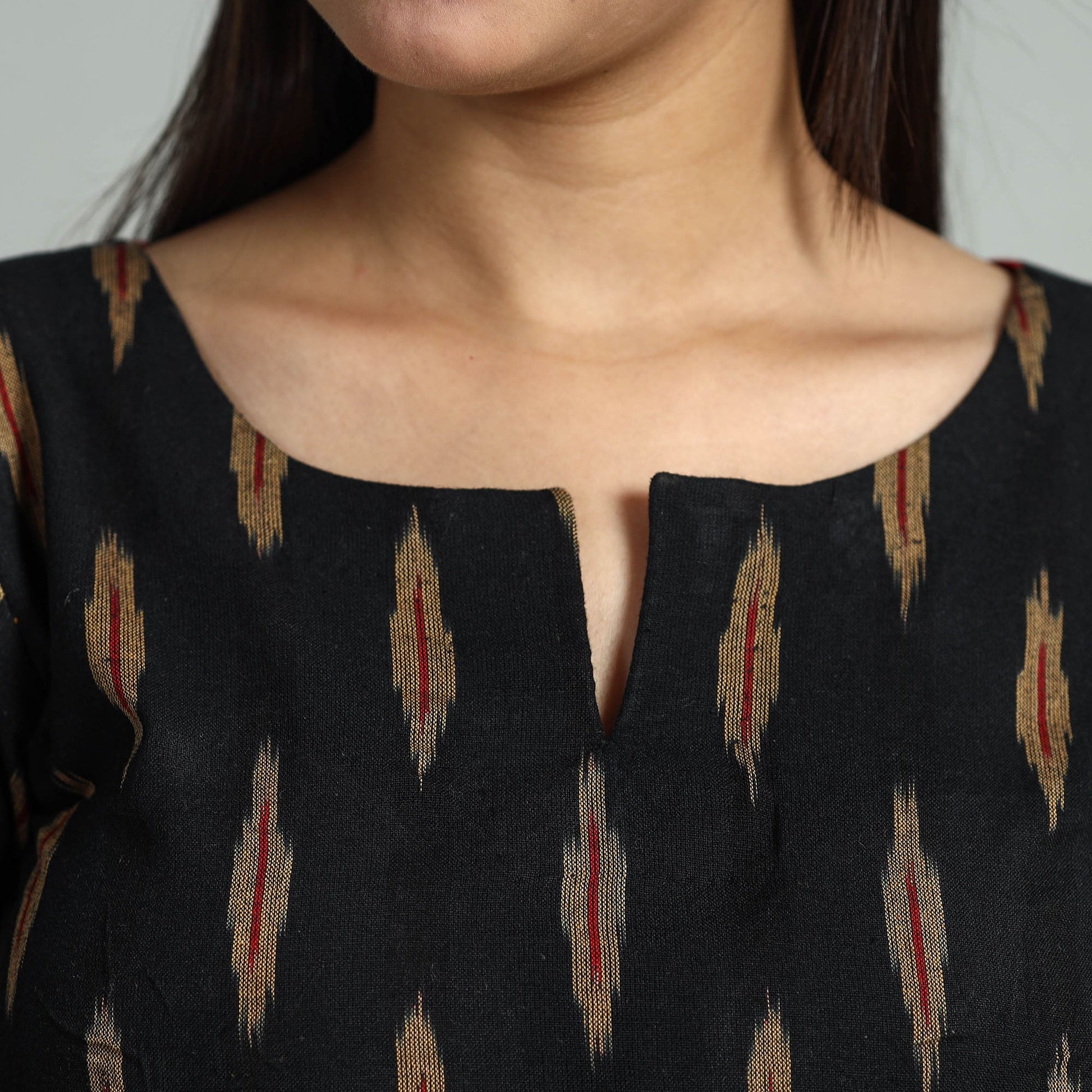 Black - Pochampally Ikat Cotton Stitched Blouse 27