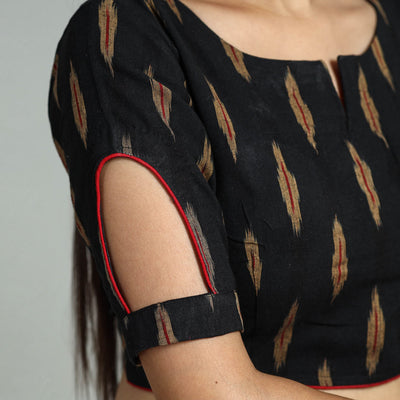 Black - Pochampally Ikat Cotton Stitched Blouse 27