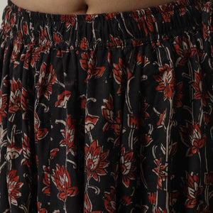 Black - Bagru Block Printed 24 Kali Patchwork Cotton Long Skirt 27