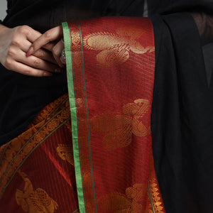Black - Dharwad Cotton Saree with Zari Border