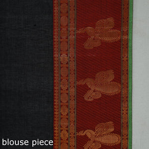 Black - Dharwad Cotton Saree with Zari Border