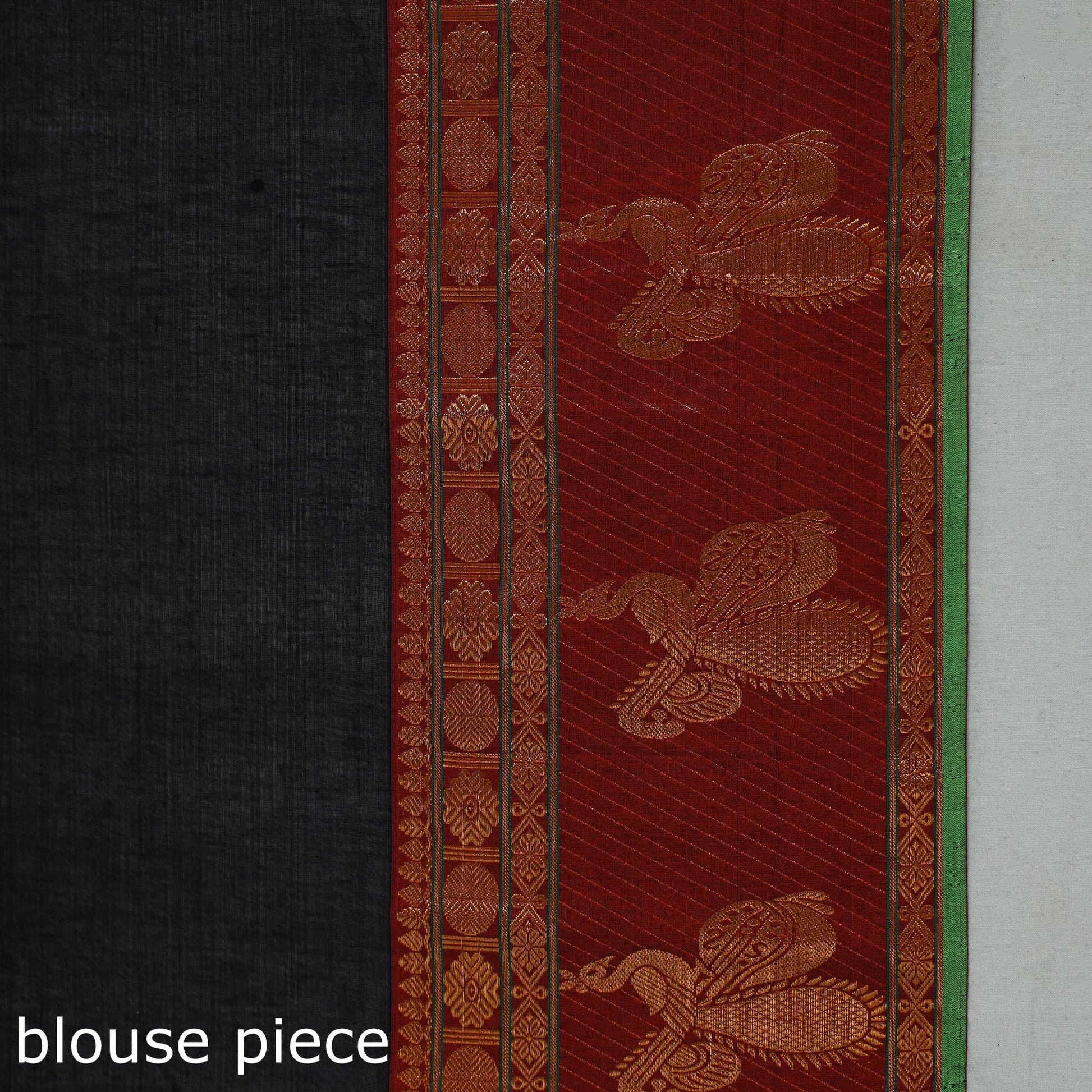 Black - Dharwad Cotton Saree with Zari Border