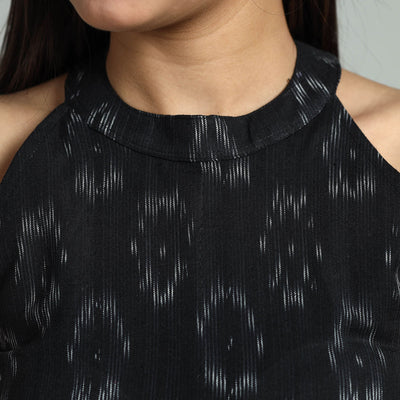 Black - Pochampally Ikat Cotton Stitched Blouse 29
