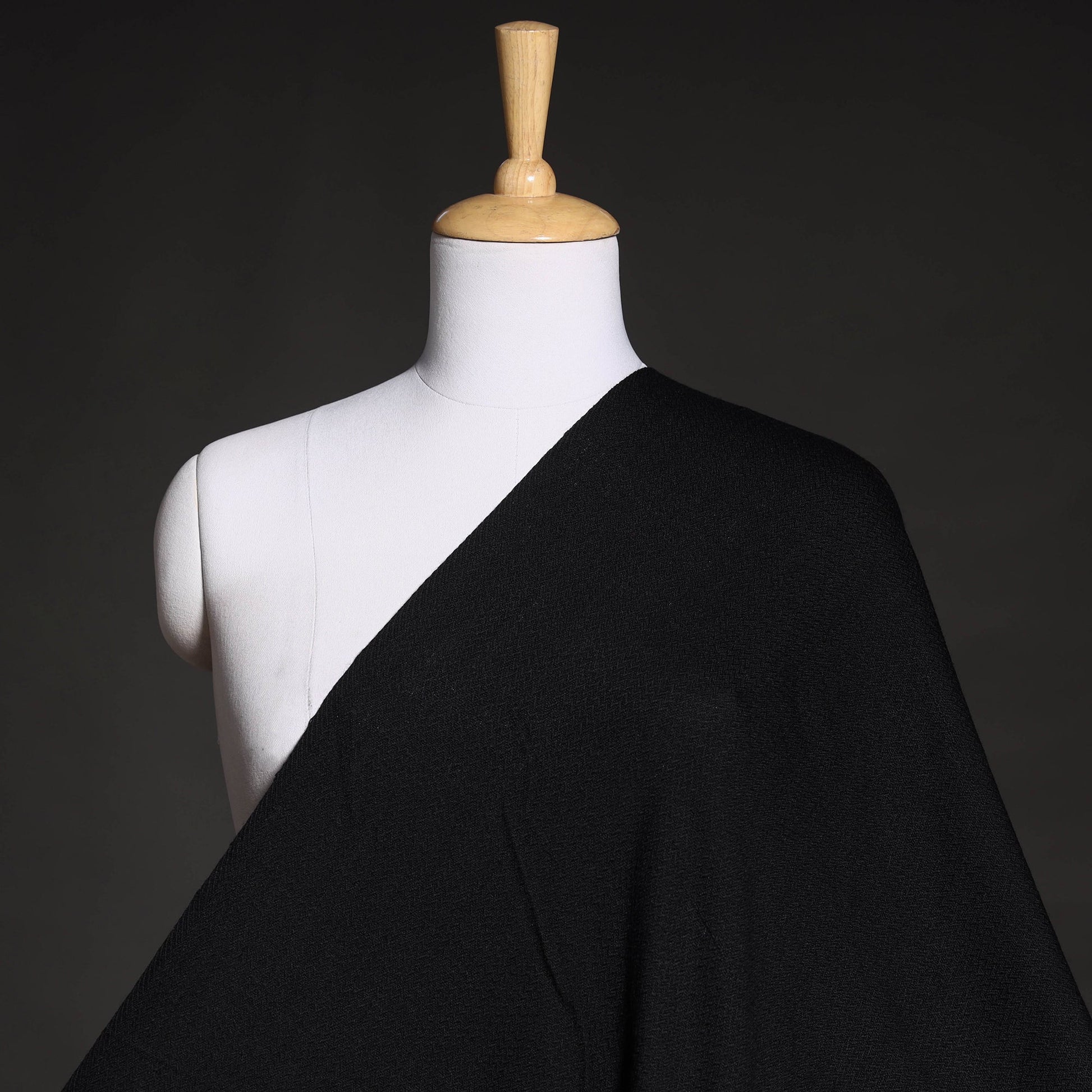 Black - Kumaun Handwoven Merino Woollen Fabric 07