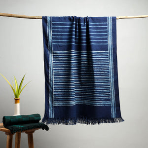 Blue - Akola Block Print Pure Handloom Cotton Towel 01