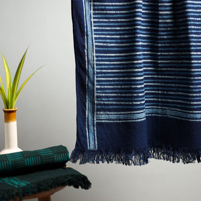 Blue - Akola Block Print Pure Handloom Cotton Towel 01