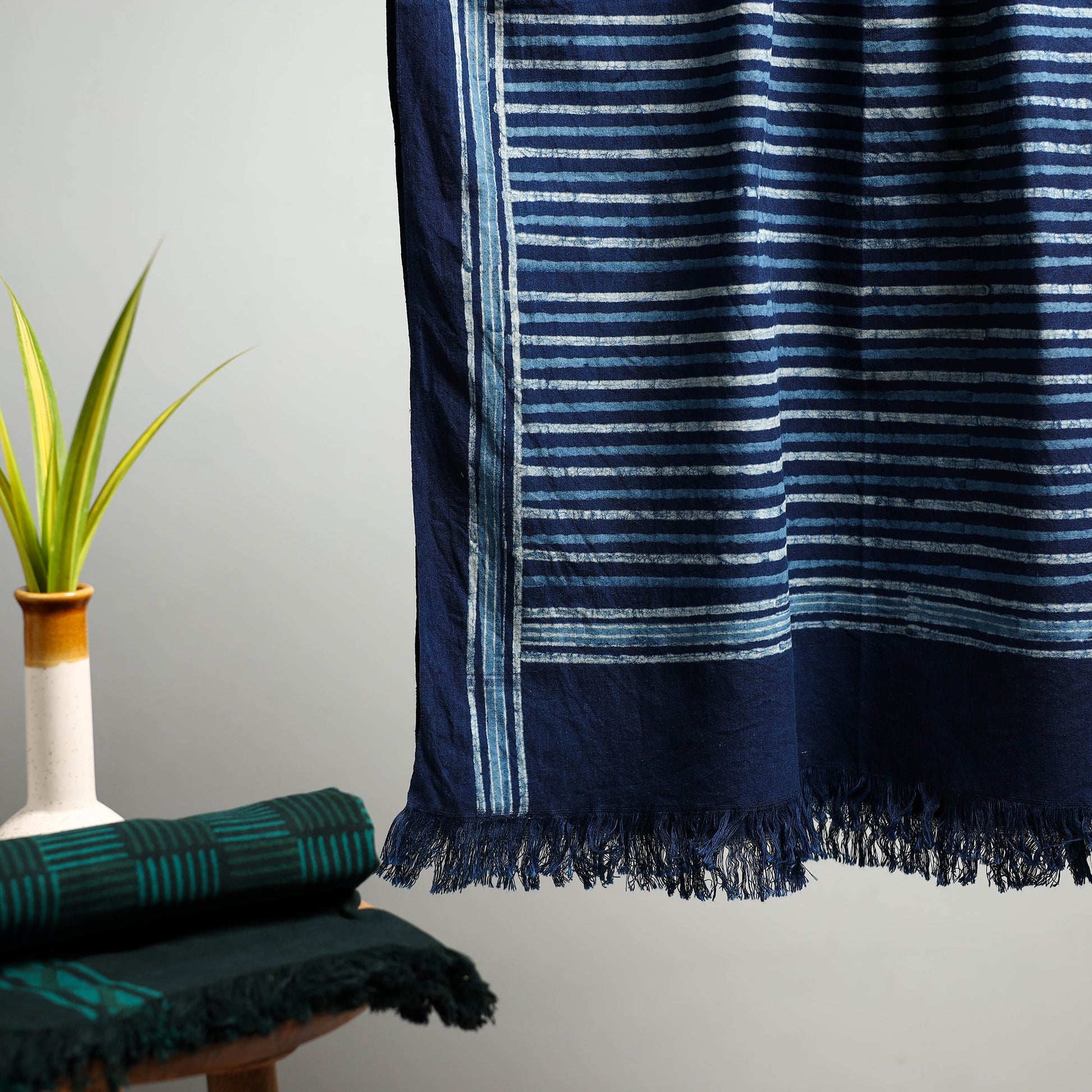 Blue - Akola Block Print Pure Handloom Cotton Towel 01