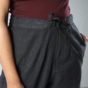 Black & Grey Texture Plain Dyed Cotton Relaxed Fit Pant