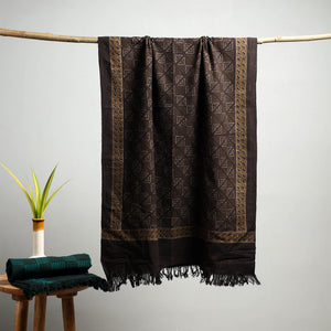 Brown - Akola Block Print Pure Handloom Cotton Towel 06