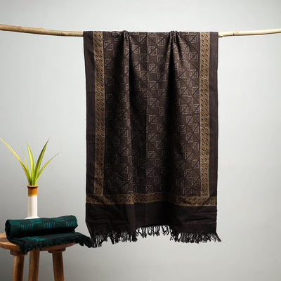 Brown - Akola Block Print Pure Handloom Cotton Towel 06
