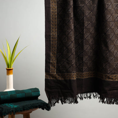 Brown - Akola Block Print Pure Handloom Cotton Towel 06