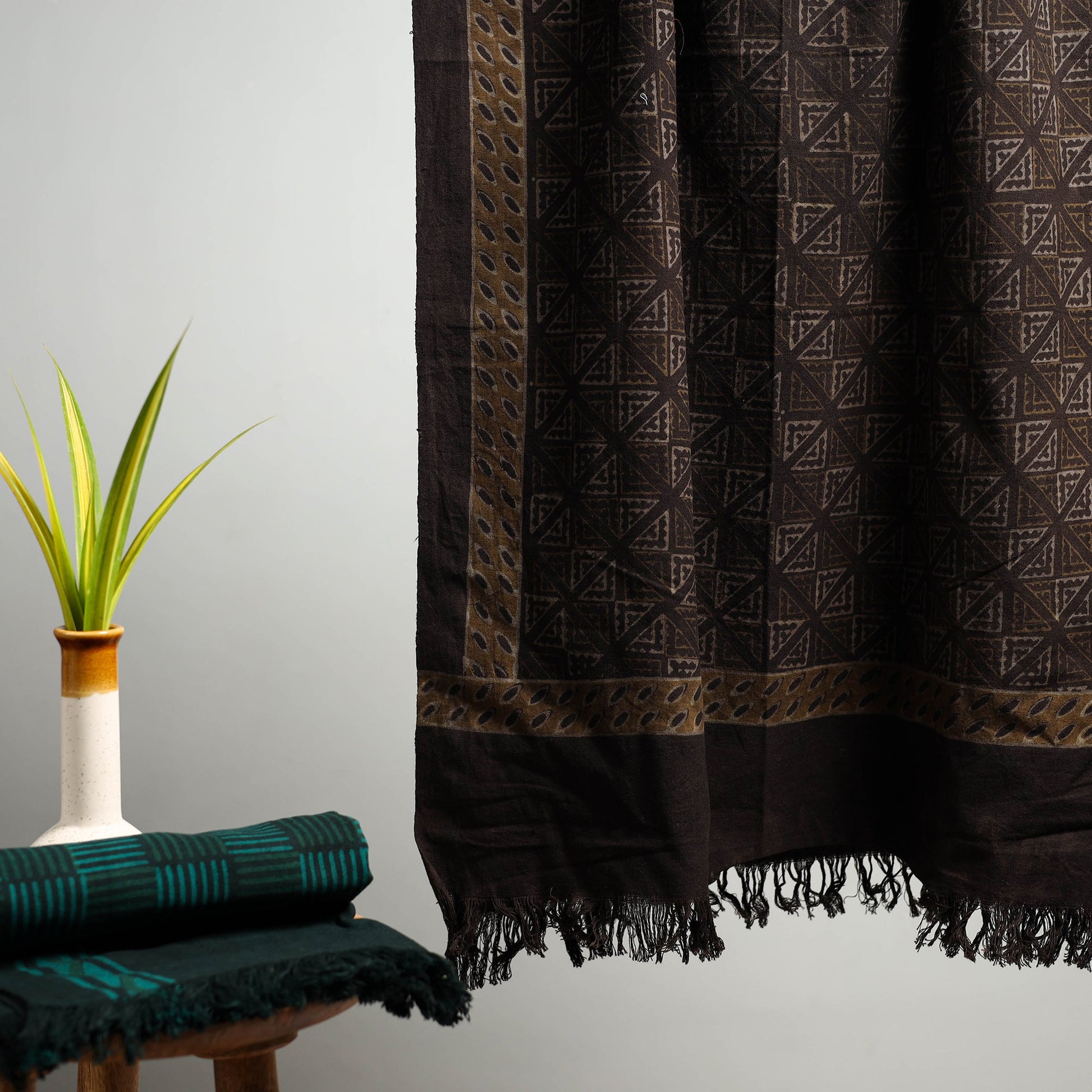 Brown - Akola Block Print Pure Handloom Cotton Towel 06