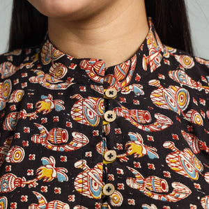 Black - Kalamkari Printed Cotton Stitched Blouse 04