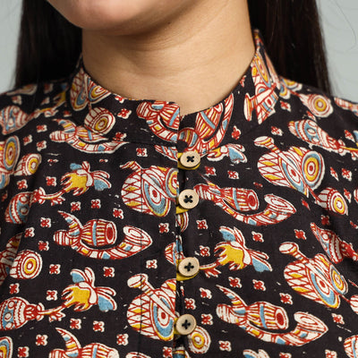Black - Kalamkari Printed Cotton Stitched Blouse 04