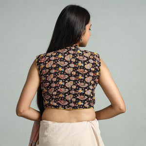 Black - Kalamkari Printed Cotton Stitched Blouse 04
