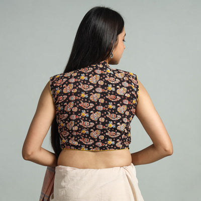 Black - Kalamkari Printed Cotton Stitched Blouse 04