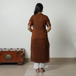 Brown - Dharwad Mercerised Cotton Straight Kurta 20