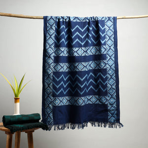 Blue - Akola Block Print Pure Handloom Cotton Towel 08