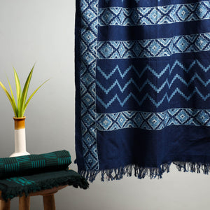 Blue - Akola Block Print Pure Handloom Cotton Towel 08
