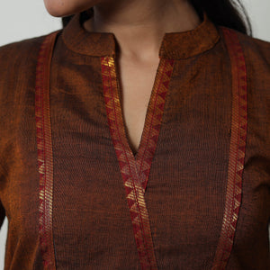 Brown - Dharwad Mercerised Cotton Straight Kurta 20