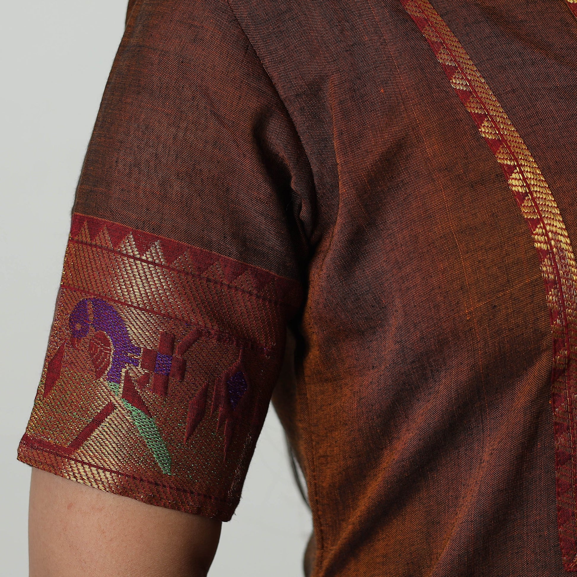 Brown - Dharwad Mercerised Cotton Straight Kurta 20
