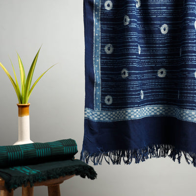 Blue - Akola Block Print Pure Handloom Cotton Towel 11