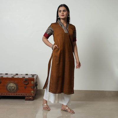 Brown - Dharwad Cotton Straight Kurta 10