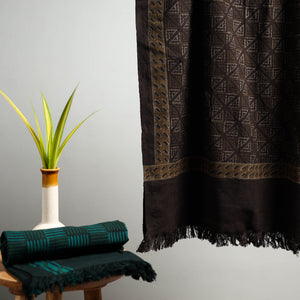 Brown - Akola Block Print Pure Handloom Cotton Towel 13