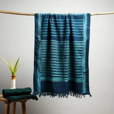 Blue - Akola Block Print Pure Handloom Cotton Towel 14
