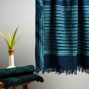 Blue - Akola Block Print Pure Handloom Cotton Towel 14