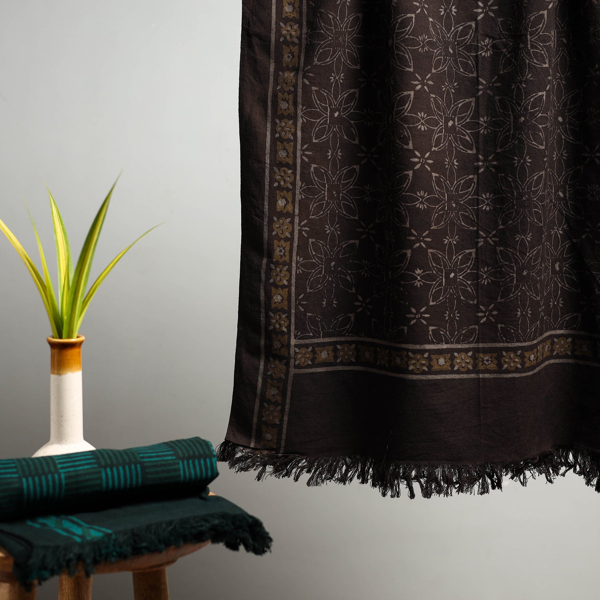 Brown - Akola Block Print Pure Handloom Cotton Towel 15